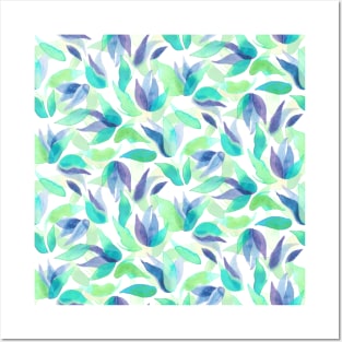 Blue and Purple Watercolor Petals Posters and Art